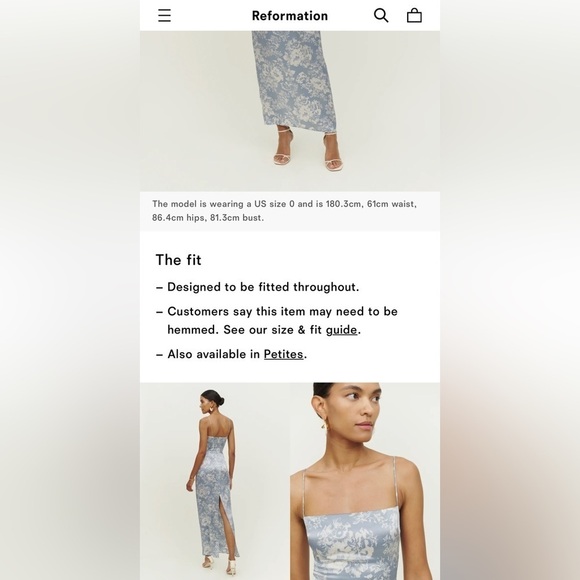 NEW Reformation Frankie Silk Dress  in Porcelain Blue Floral | size 6 - Picture 7 of 13